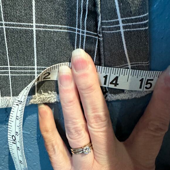 Fall Altar'd State Plaid Flare Bell Bottom Pants Size 27 Denim Gray White Plaid - Picture 4 of 7